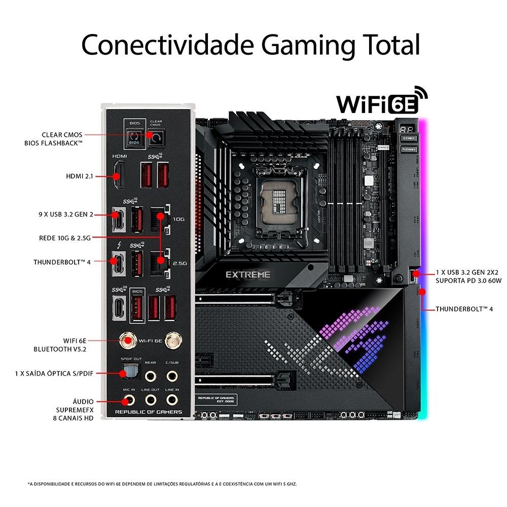 Placa Mãe Asus ROG MAXIMUS Z690 EXTREME, Intel 1700 Z690, DDR5