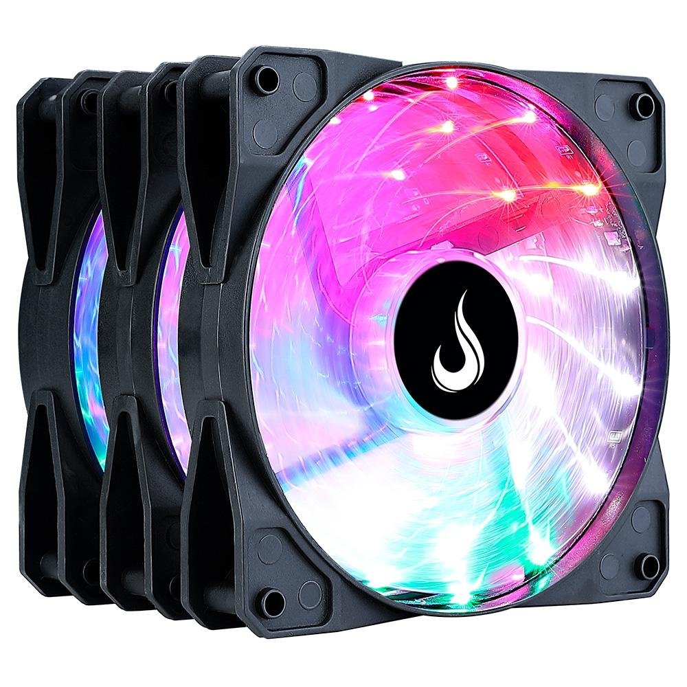 Ventoinha Rise Mode Wind, Rainbow, 120mm, Preto - RM-WN-02-RGB
