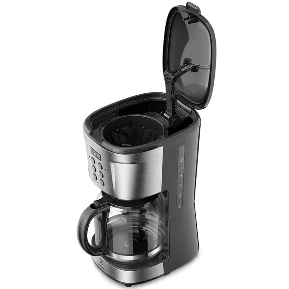 Cafeteira Elétrica Digital Electrolux, Timer, Programável, 127V, Preto e Inox - ECM30