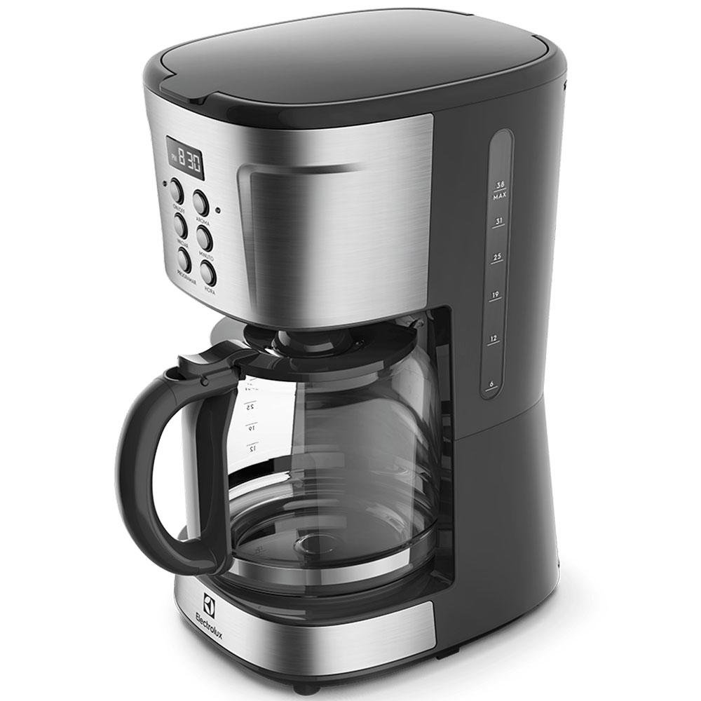 Cafeteira Elétrica Digital Electrolux, Timer, Programável, 127V, Preto e Inox - ECM30