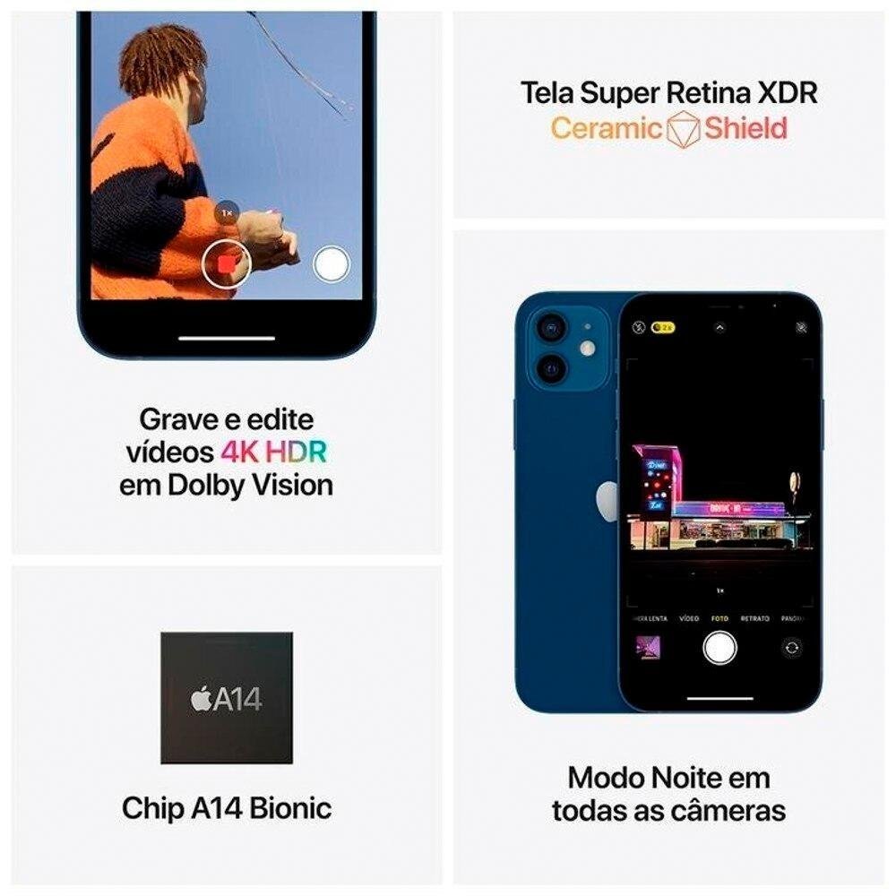 iPhone 12 Apple 64GB, Câmera Dupla 12MP, Tela 6.1, Branco iPhone 12 Apple 64GB, Câmera Dupla 12MP, Tela 6.1, Branco