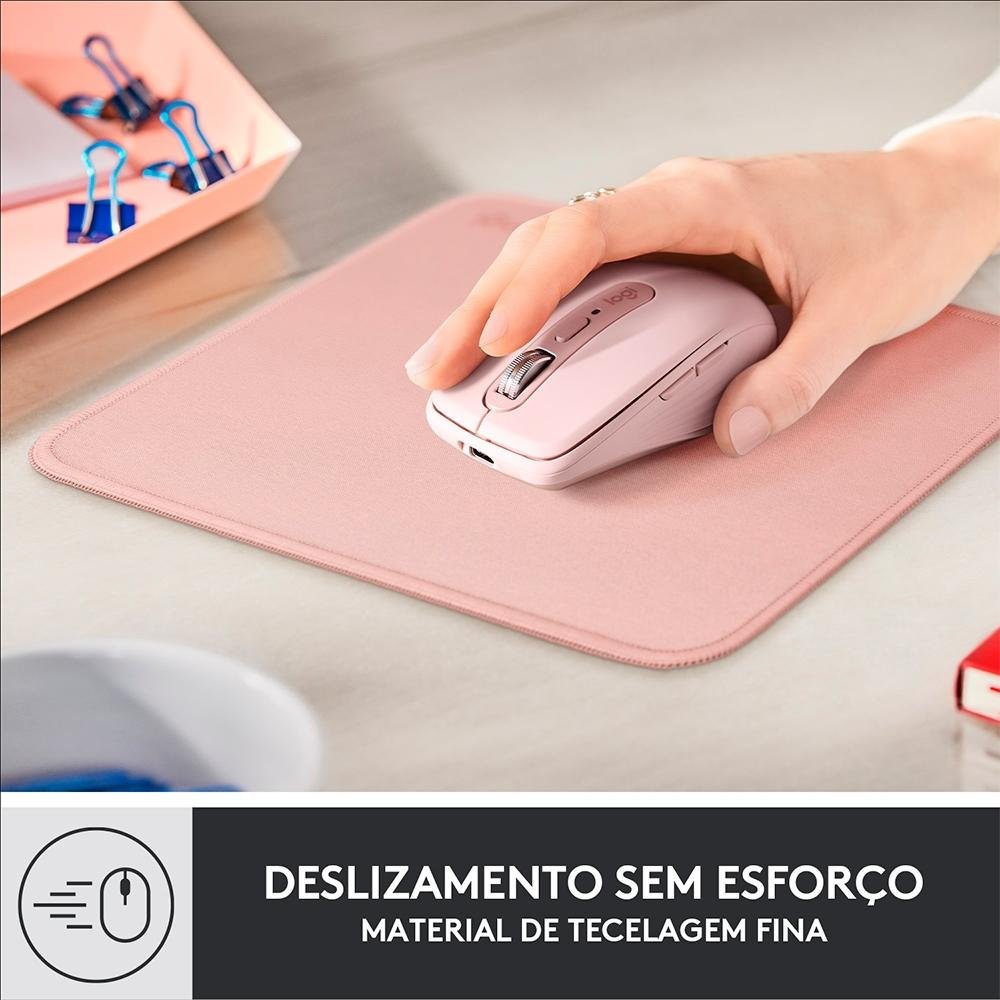 Mousepad Studio Series Logitech Portátil, 200x300mm, Antiderrapante, Resistente a Derramamentos, Rosa - 956-000037