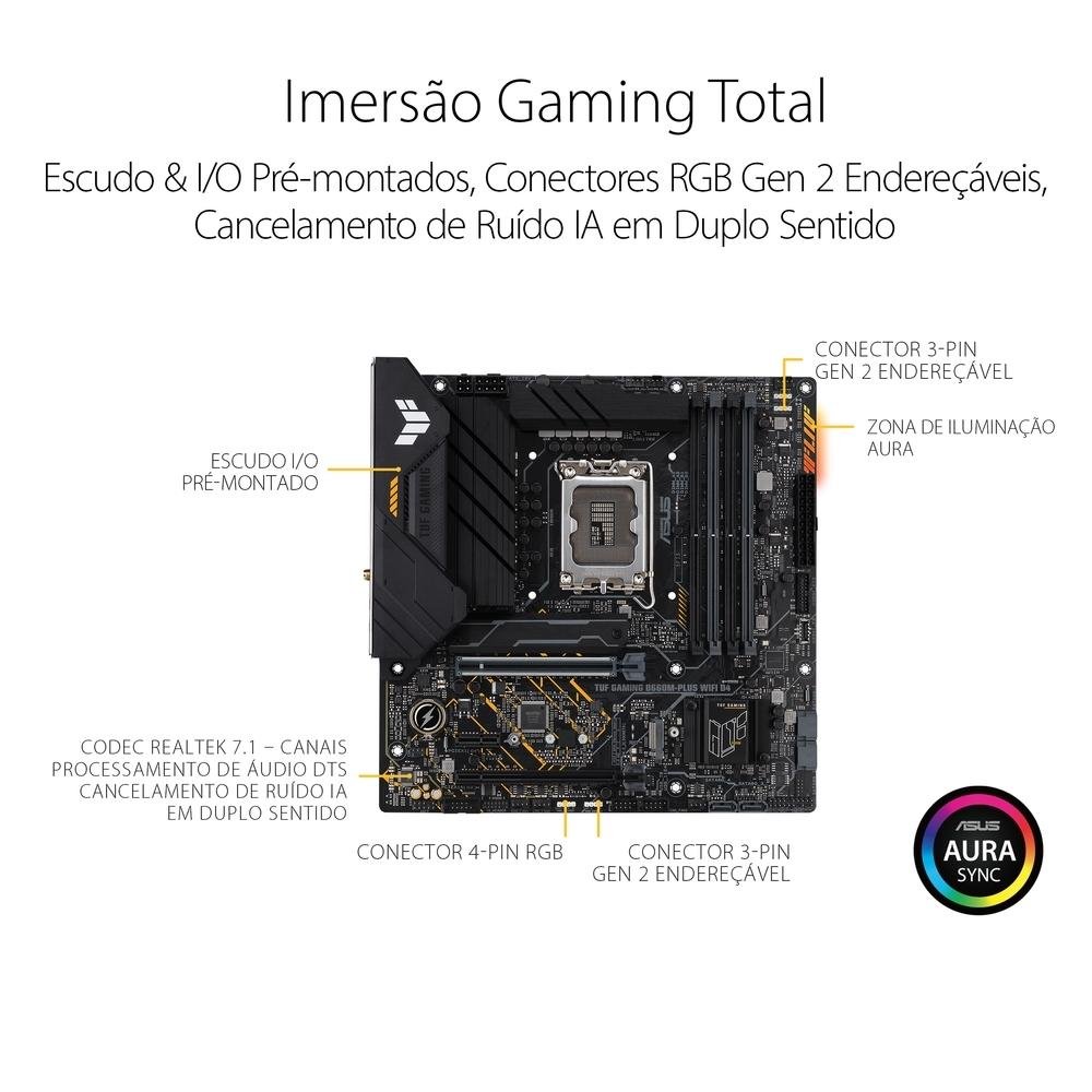 Placa Mãe Asus TUF Gaming B660M-PLUS Wi-Fi D4 | KaBuM!