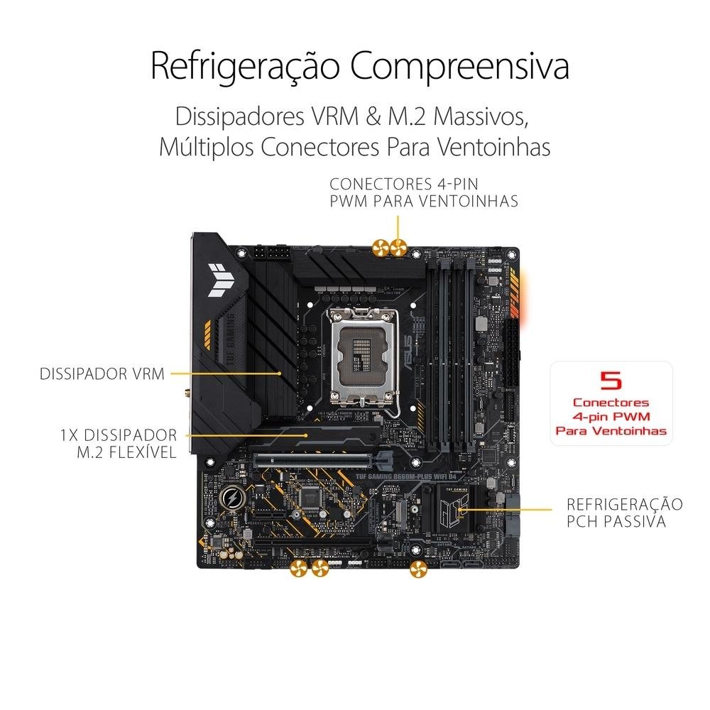 Placa Mãe Asus TUF Gaming B660M-PLUS Wi-Fi D4 | KaBuM!