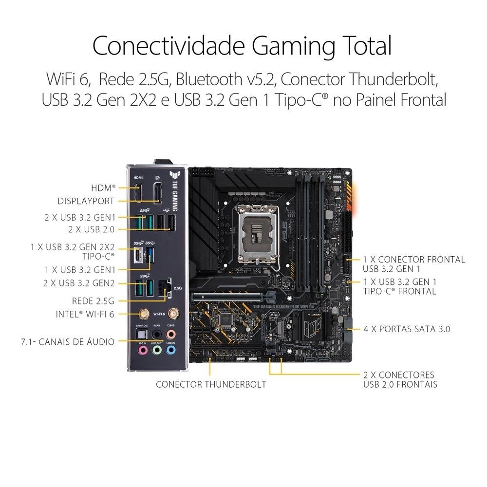 Placa Mãe Asus TUF Gaming B660M-PLUS Wi-Fi D4 | KaBuM!