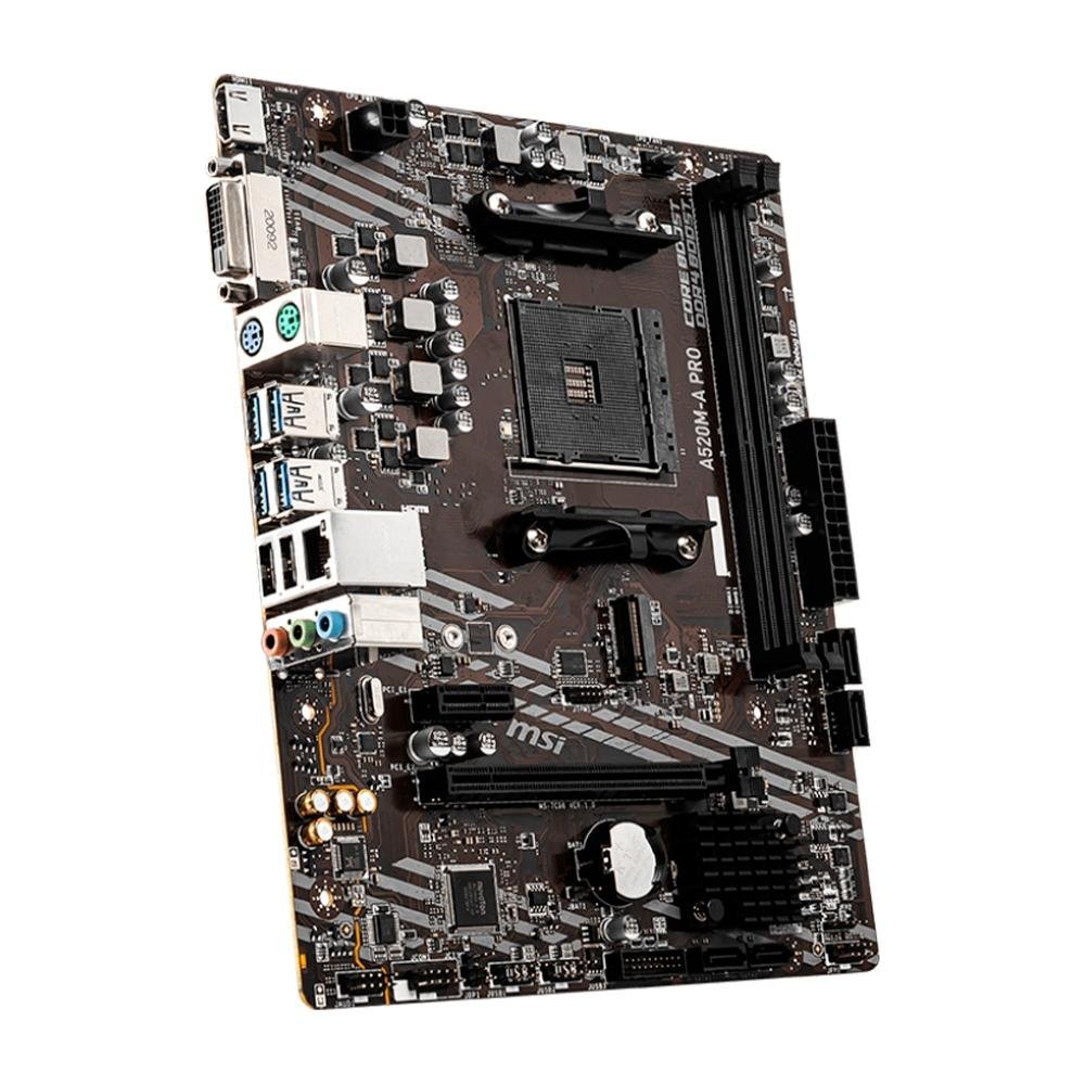 Placa-Mãe MSI A520M-A PRO, AMD AM4, mATX, DDR4, Preto - A520M-A PRO
