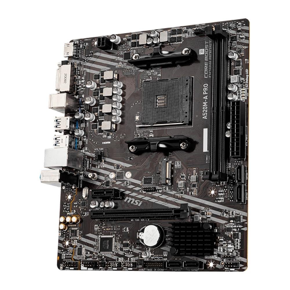 Placa-Mãe MSI A520M-A PRO, AMD AM4, mATX, DDR4, Preto - A520M-A PRO