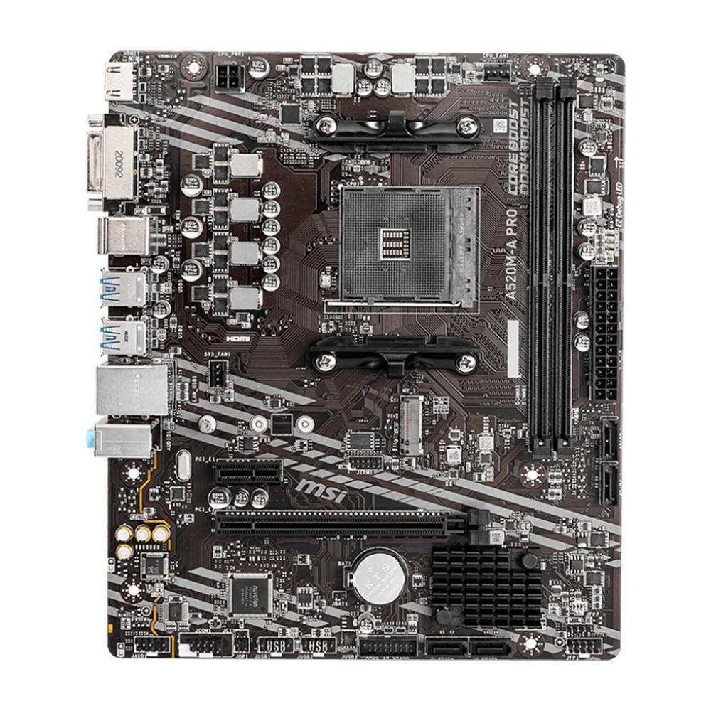 Placa-Mãe MSI A520M-A PRO, AMD AM4, mATX, DDR4, Preto - A520M-A PRO