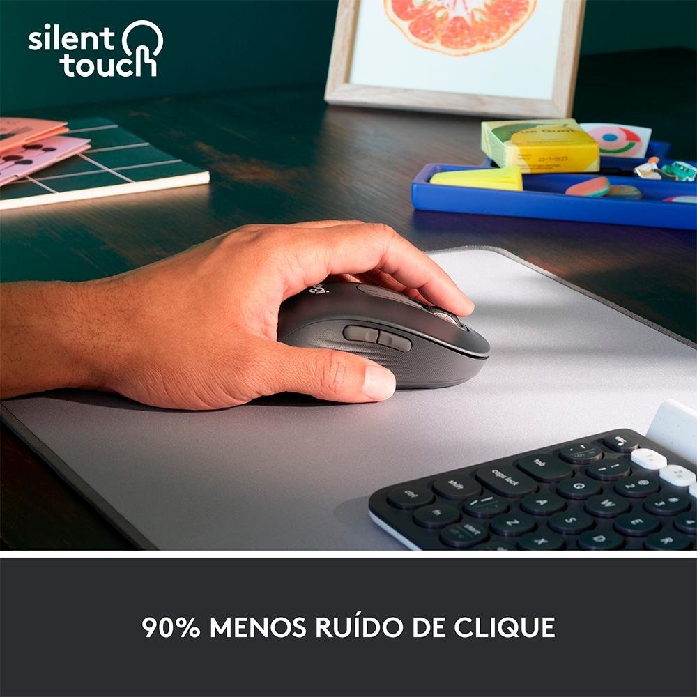 Mouse Sem Fio Logitech Signature M650 L Esquerdo, 2000 DPI, para Canhotos, Bluetooth, USB, Grafite - 910-006234