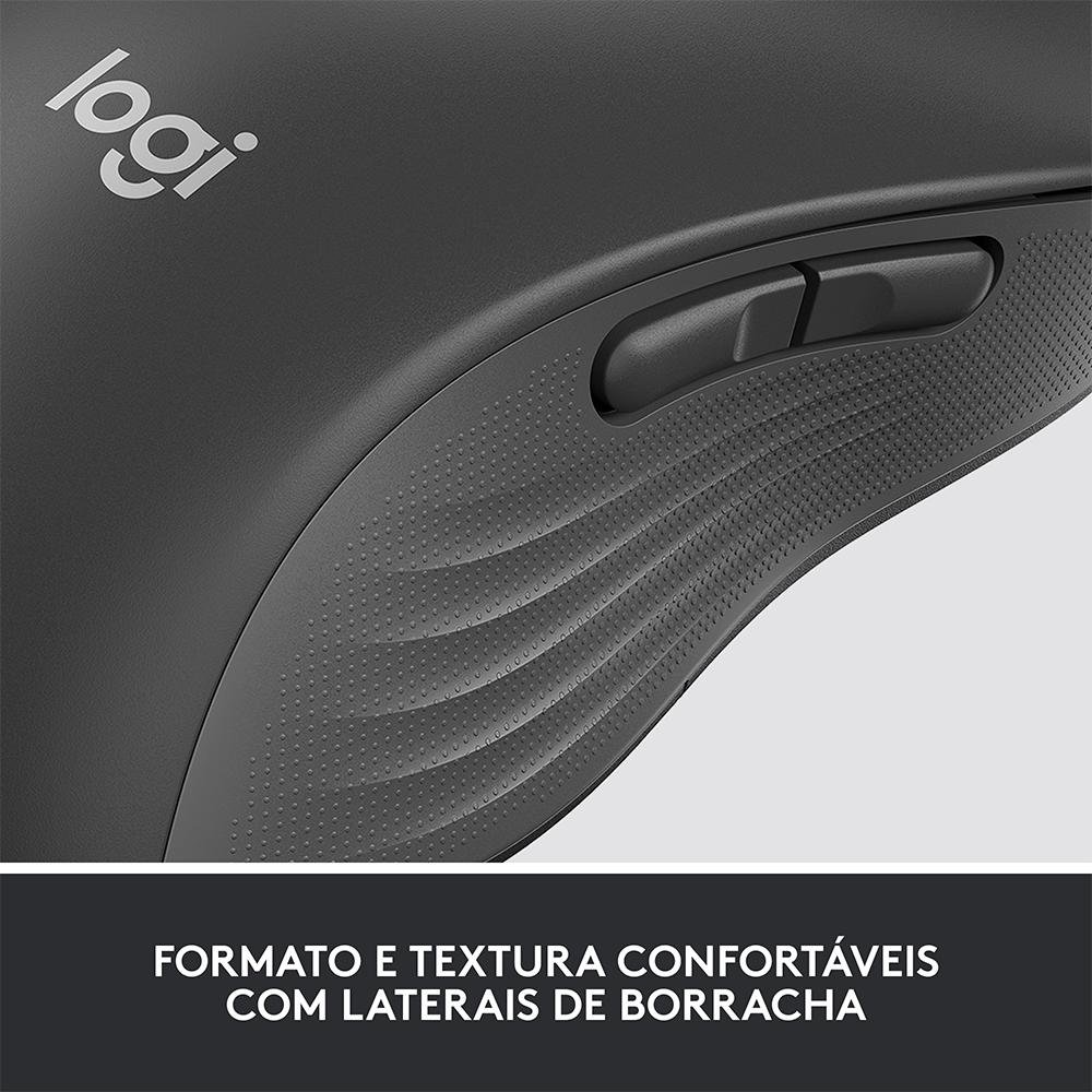 Mouse Sem Fio Logitech Signature M650 L Esquerdo, 2000 DPI, para Canhotos, Bluetooth, USB, Grafite - 910-006234