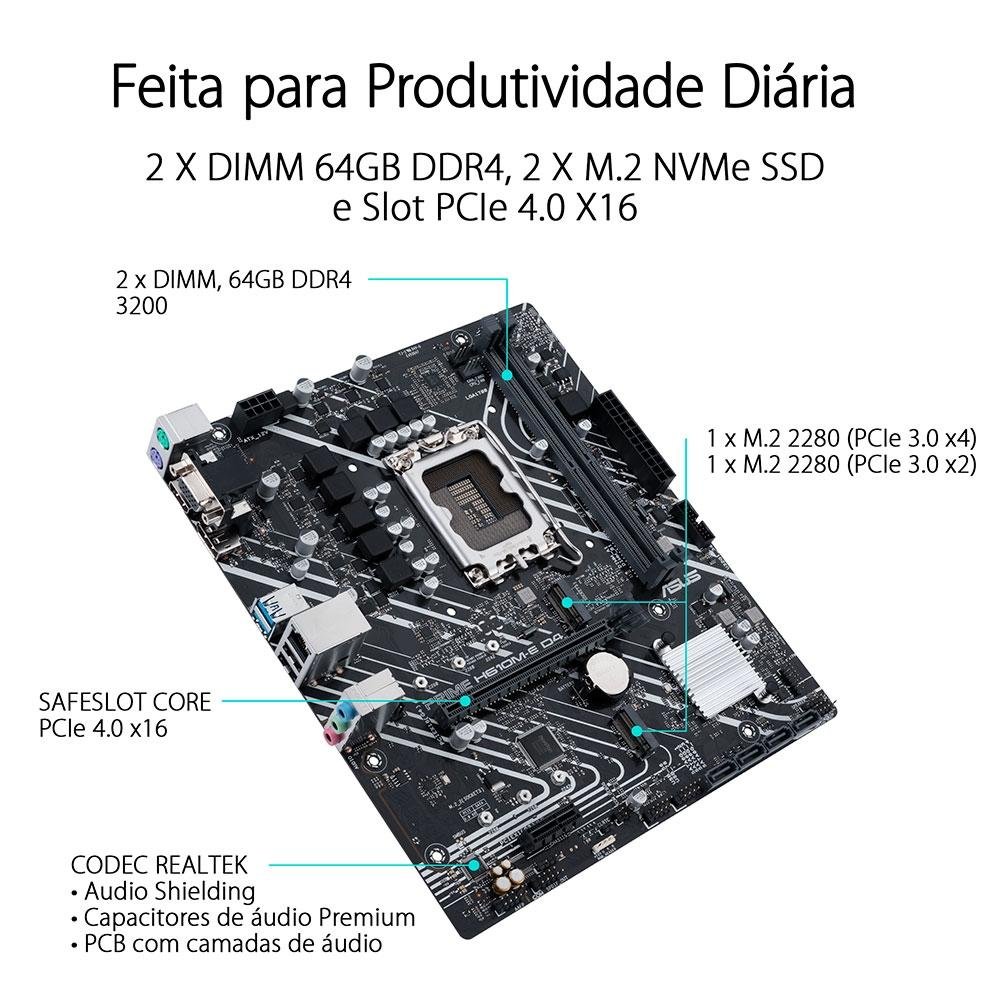 Placa-Mãe Asus Prime H610M-E D4, DDR4 | KaBuM!