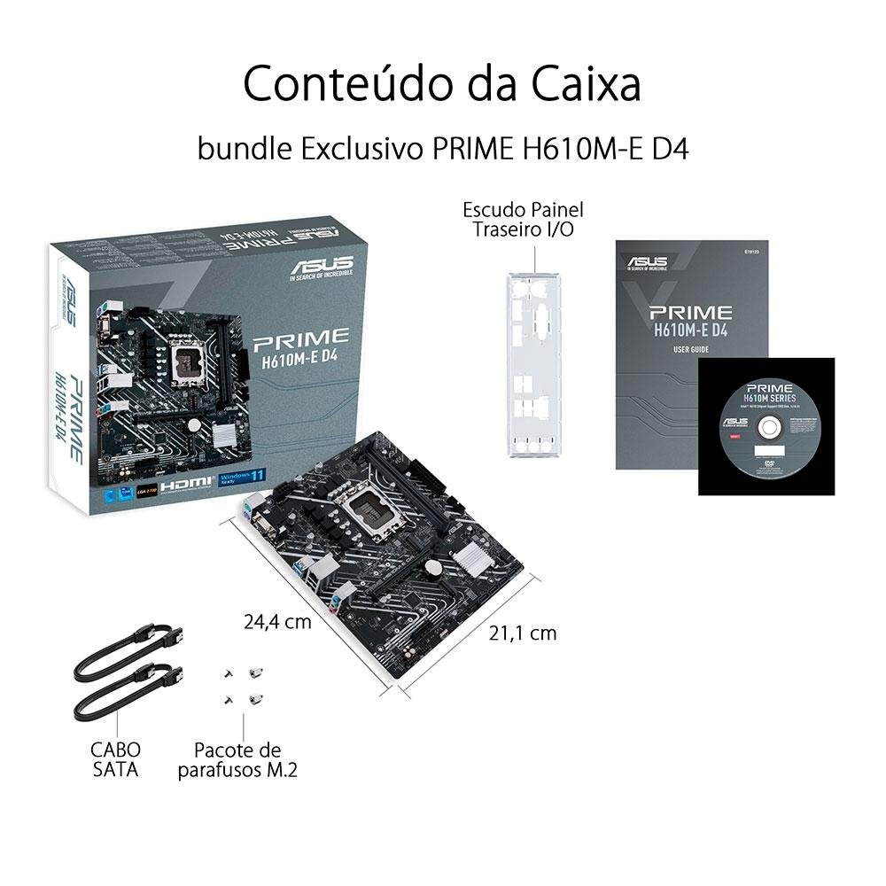 Placa-Mãe Asus Prime H610M-E D4, DDR4 | KaBuM!