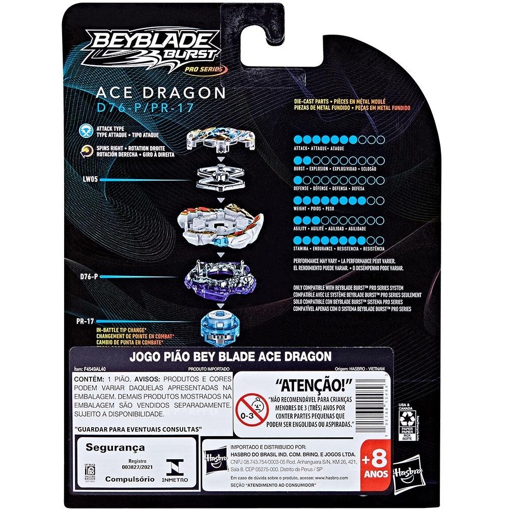 Beyblade Ace Dragon, Burst Pro Series Kit Inicial de Batalha, Hasbro ...