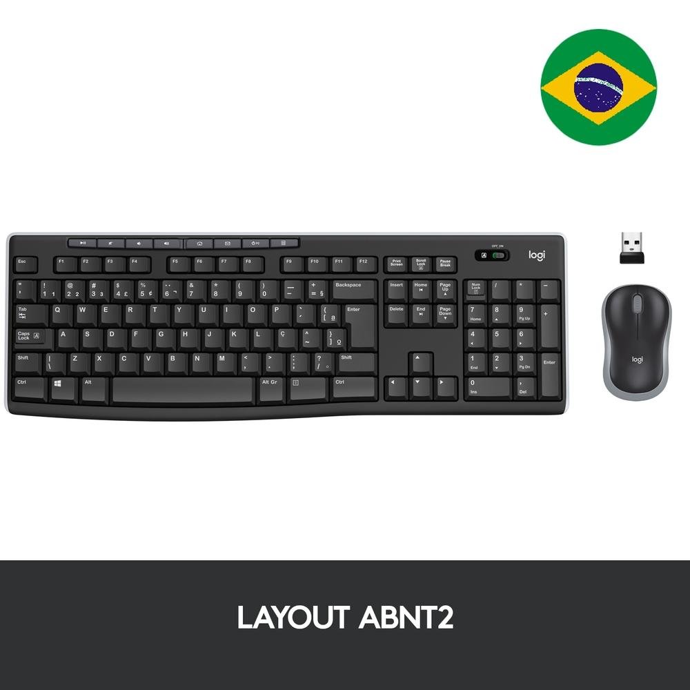 Combo Teclado e Mouse sem fio Logitech MK270 com Teclas de Mídia de Fácil Acesso, Conexão USB, Pilhas Inclusas e Layout ABNT2 -920-004433