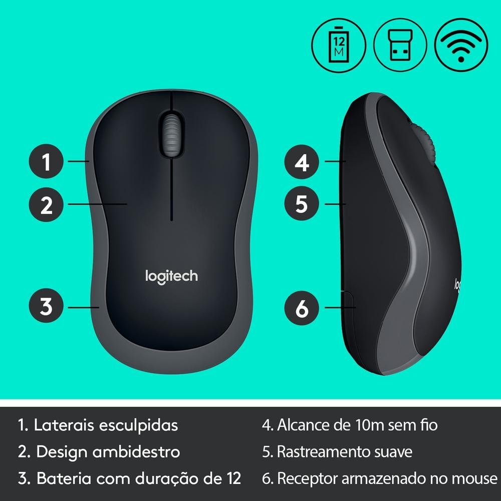 Combo Teclado e Mouse sem fio Logitech MK270 com Teclas de Mídia de Fácil Acesso, Conexão USB, Pilhas Inclusas e Layout ABNT2 -920-004433
