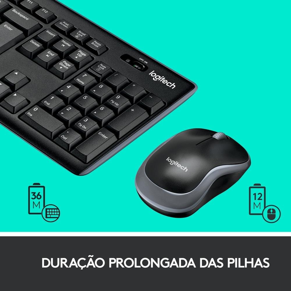 Combo Teclado e Mouse sem fio Logitech MK270 com Teclas de Mídia de Fácil Acesso, Conexão USB, Pilhas Inclusas e Layout ABNT2 -920-004433