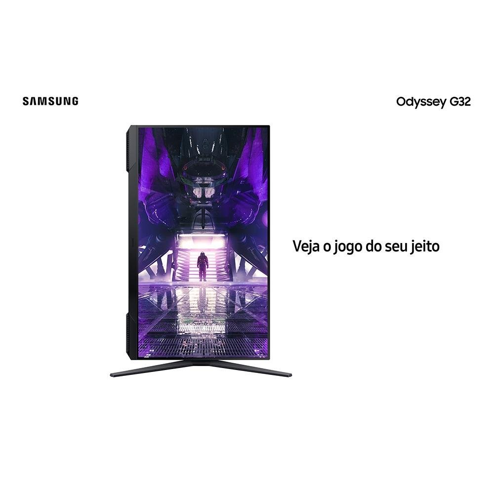 Monitor Gamer Samsung Odyssey G32 27", 165Hz, Full HD, 1ms, DisplayPort e HDMI, FreeSync Premium, Ajuste de Altura, Preto - LS27AG320NLXZD
