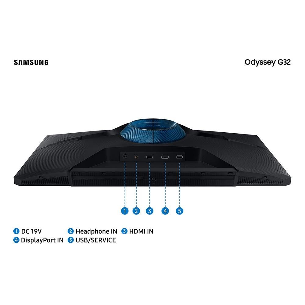 Monitor Gamer Samsung Odyssey G32 27", 165Hz, Full HD, 1ms, DisplayPort e HDMI, FreeSync Premium, Ajuste de Altura, Preto - LS27AG320NLXZD
