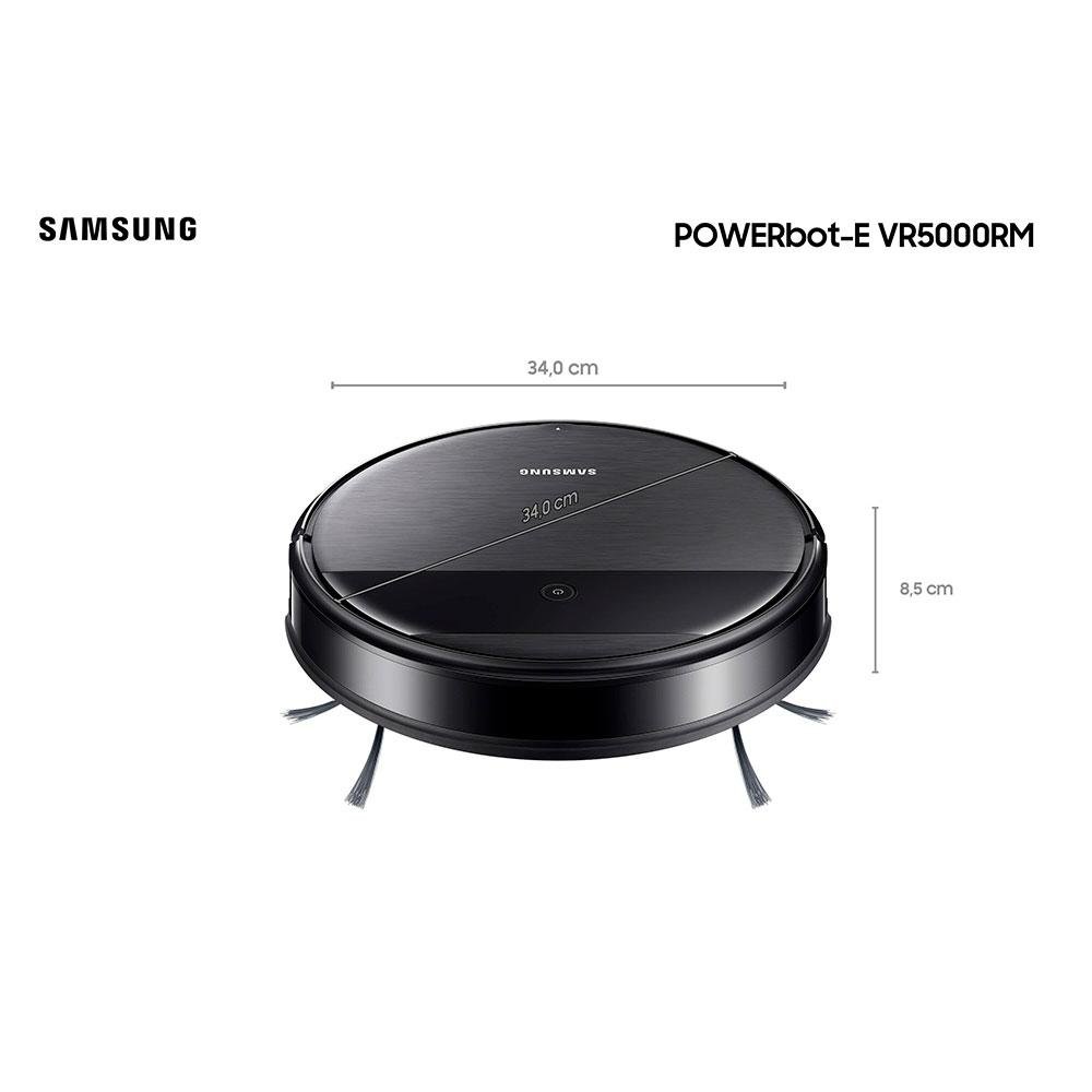 Robô Aspirador 2 em 1 Samsung Powerbot-E VR5000RM, Aspira e Passa Pano, Wi-Fi, App Smart Things, Preto - VR05R5050WK/AZ
