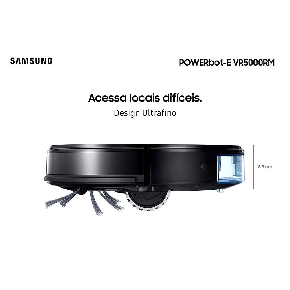 Robô Aspirador 2 em 1 Samsung Powerbot-E VR5000RM, Aspira e Passa Pano, Wi-Fi, App Smart Things, Preto - VR05R5050WK/AZ