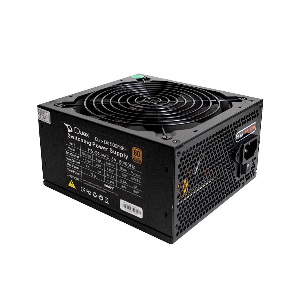 Fonte Duex DX 500FSE+, 500W, 80 Plus Bronze, PFC Ativo, Com Cabo, Preto - Duex fse + Fonte Duex DX 500FSE+, 500W, 80 Plus Bronze, PFC Ativo, Com Cabo, Preto - Duex fse +