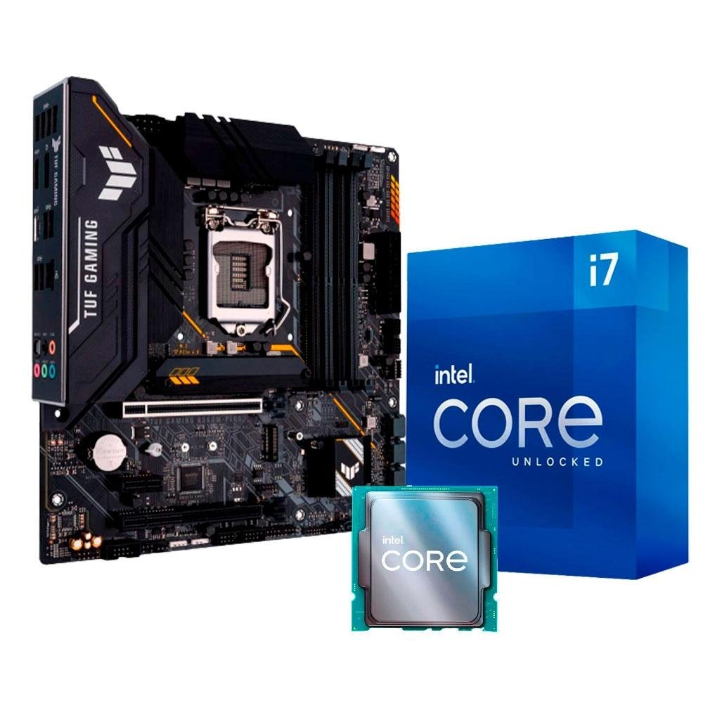 Kit Processador Intel Core i7-11700K 11ª Geração, LGA1200 + Placa Mãe Asus TUF GAMING B560M-PLUS, Intel LGA1200, microATX, DDR4 Kit Processador Intel Core i7-11700K 11ª Geração, LGA1200 + Placa Mãe Asus TUF GAMING B560M-PLUS, Intel LGA1200, microATX, DDR4