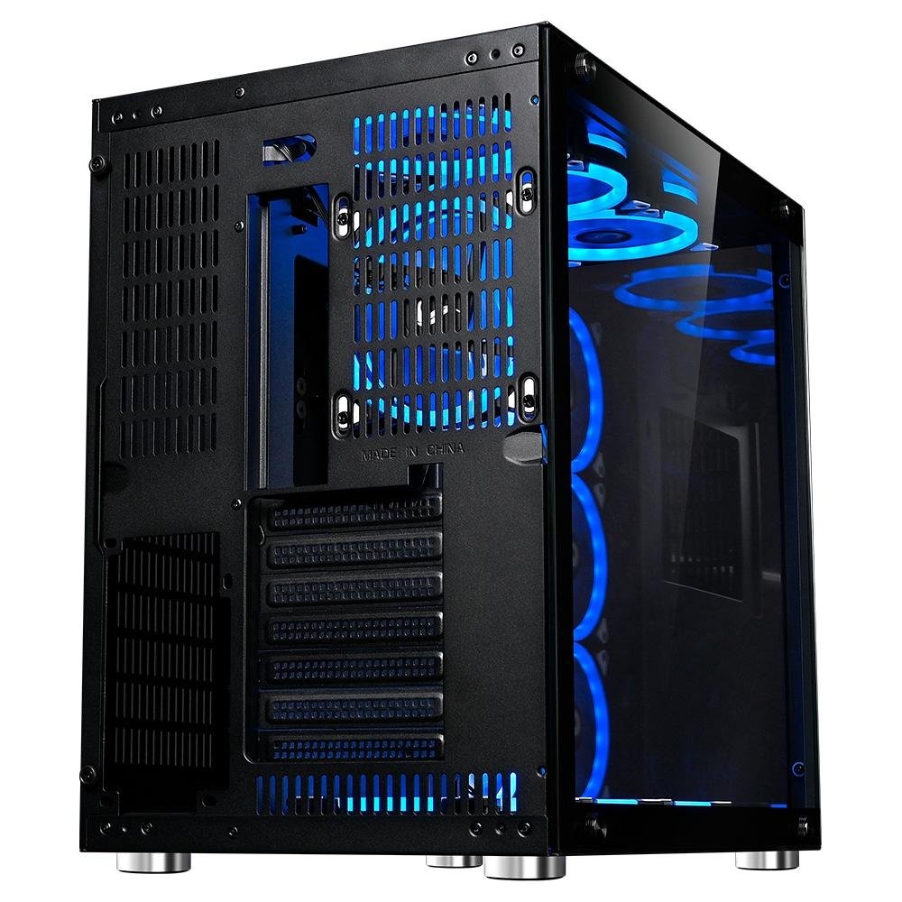 Gabinete Gamer Rise Mode Galaxy Glass Sound, Mid Tower, RGB, LED, Lateral e Frontal em Vidro Temperado, Sem Fans, Preto - RM-GA-GGS-FB