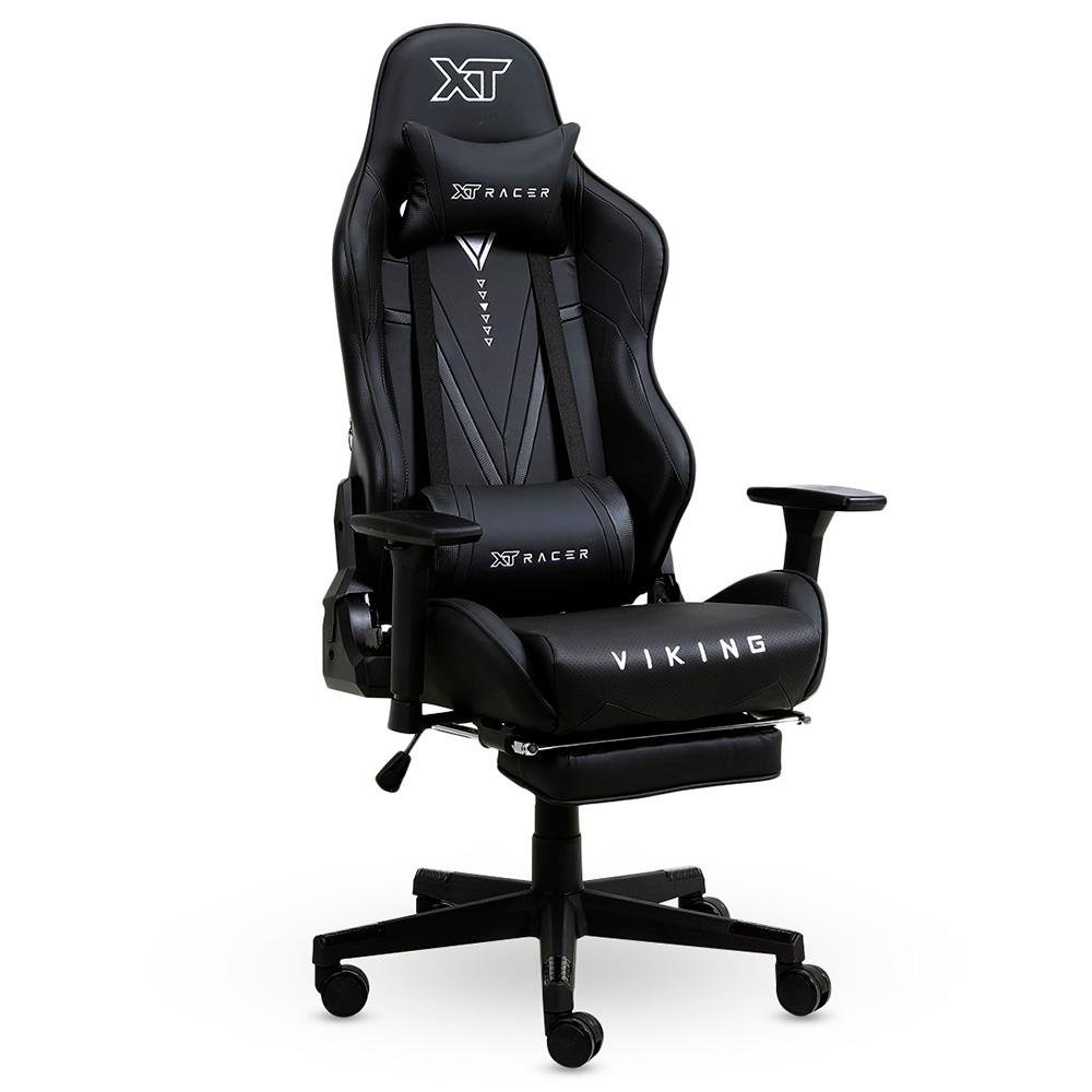 Cadeira Gamer XT Racer Viking Series, Até 120kg, Com Almofadas e Apoio de Pés, Reclinável, Descanso de Braço 3D, Preto - XTR-018