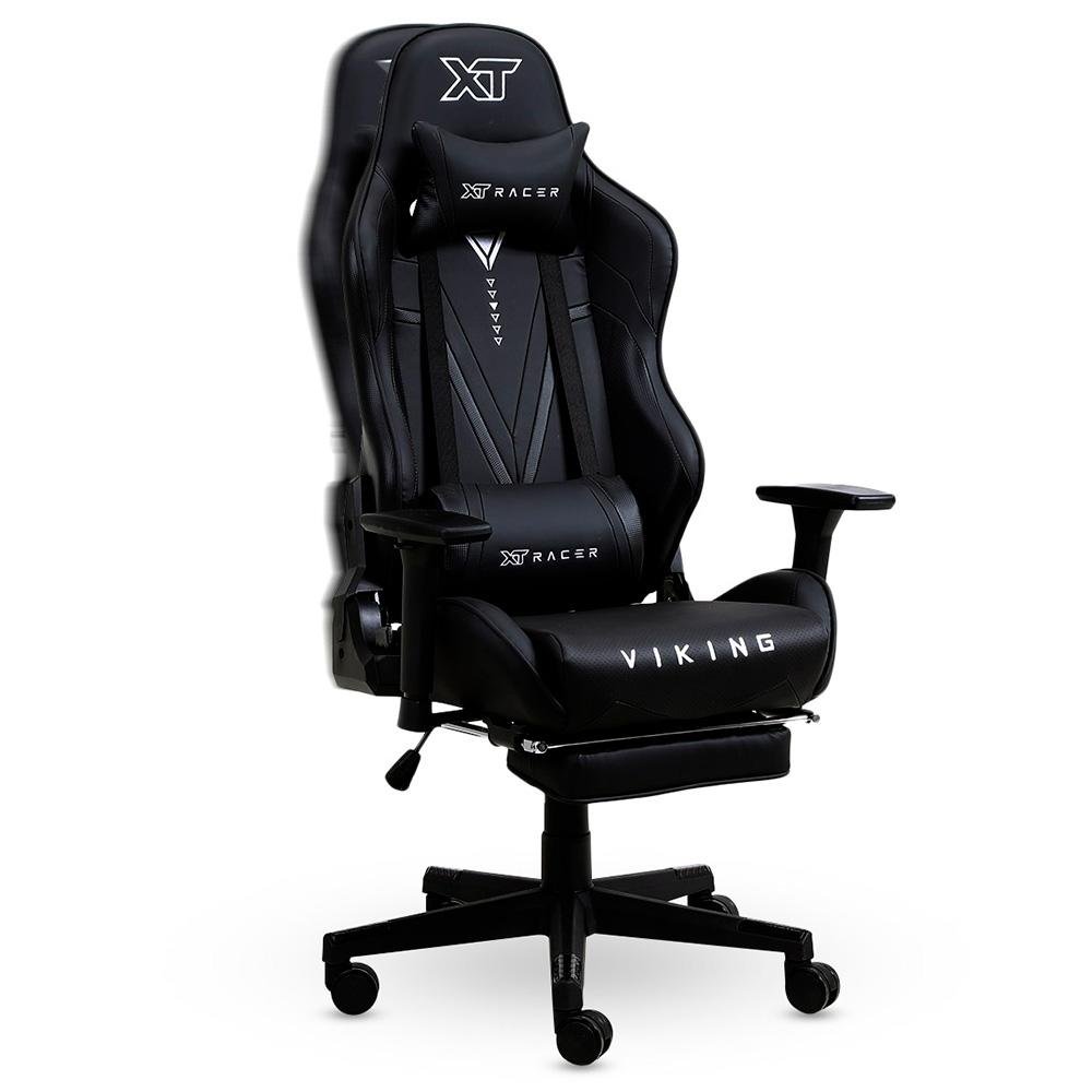 Cadeira Gamer XT Racer Viking Series, Até 120kg, Com Almofadas e Apoio de Pés, Reclinável, Descanso de Braço 3D, Preto - XTR-018