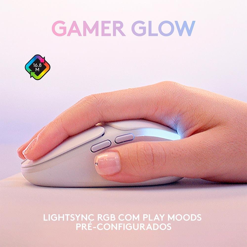 Mouse Gamer Sem Fio Logitech G705, Coleção Aurora, RGB, Bluetooth, USB, 6 Botões, Branco - 910-006366 Mouse Gamer Sem Fio Logitech G705, Coleção Aurora, RGB, Bluetooth, USB, 6 Botões, Branco - 910-006366