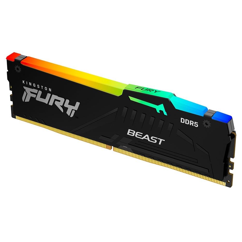 Memória RAM Kingston Fury Beast RGB, 32GB, 5600MHz, DDR5, CL40, para Intel XMP, Preto - KF556C40BBA-32 Memória RAM Kingston Fury Beast RGB, 32GB, 5600MHz, DDR5, CL40, para Intel XMP, Preto - KF556C40BBA-32