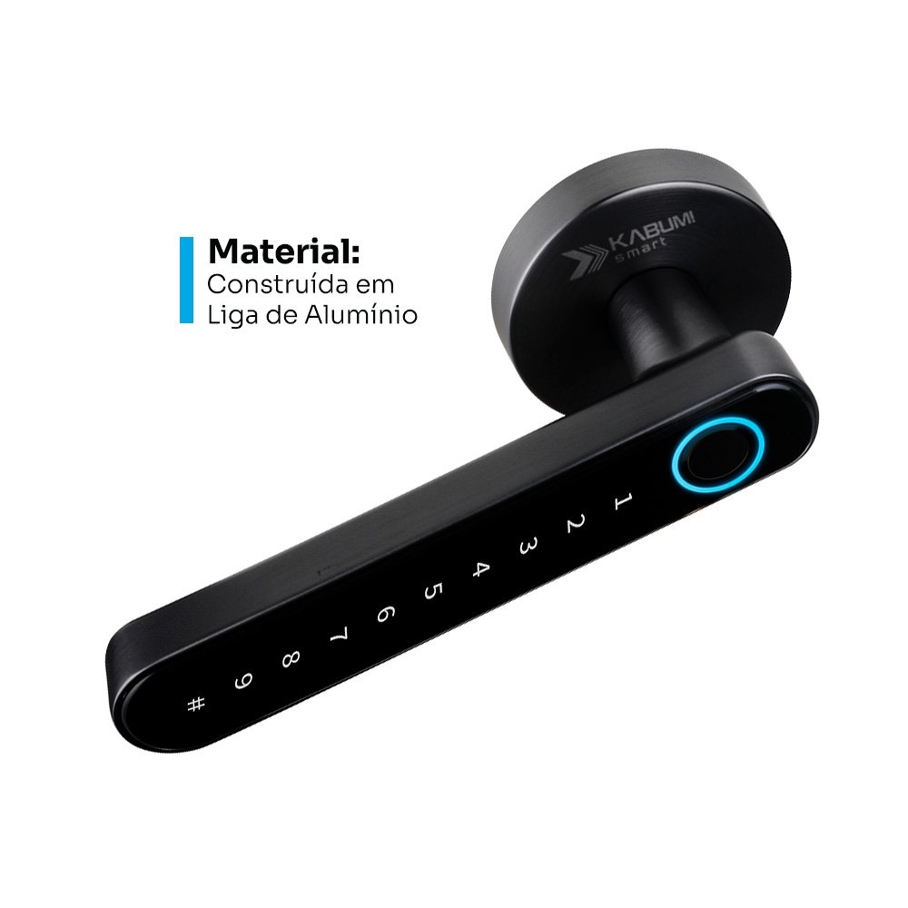 Fechadura Digital KABUM! smart Slim, Preta, Biometria, Controle via app, Senha numérica - KSFD100PT Fechadura Digital KABUM! smart Slim, Preta, Biometria, Controle via app, Senha numérica - KSFD100PT
