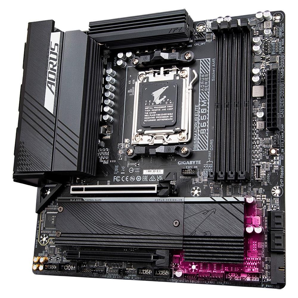 Placa-Mãe Gigabyte B650M Aorus Elite, AMD, Micro ATX, DDR5, Preto - B650M AORUS ELITE Placa-Mãe Gigabyte B650M Aorus Elite, AMD, Micro ATX, DDR5, Preto - B650M AORUS ELITE
