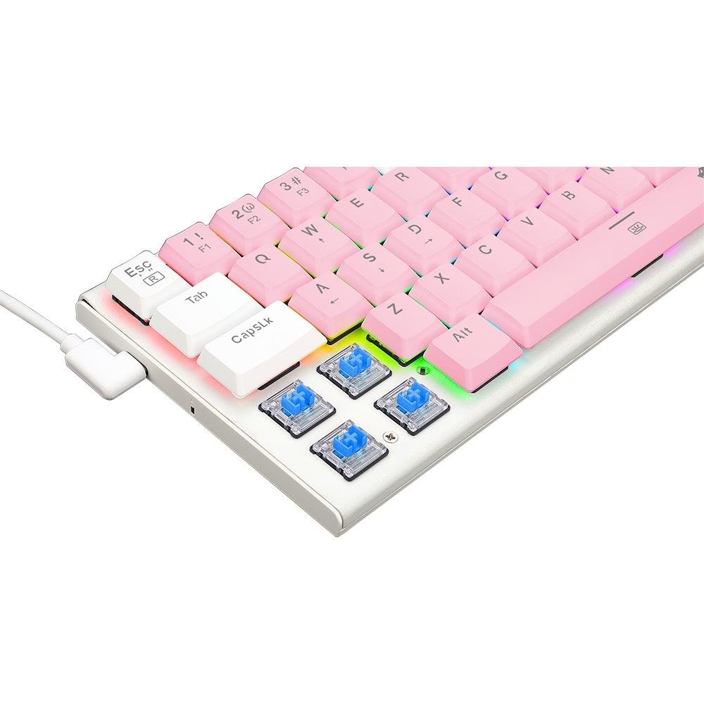 Teclado Mecânico Gamer Redragon Anivia, RGB, Switch Blue, Wired, ABNT2, Rosa e Branco - K614PW-RGB (PT-BLUE)