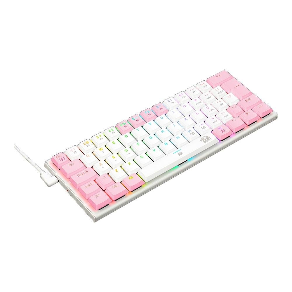 Teclado Mecanico Gamer Redragon Anivia, RGB, Switch Brown, ABNT2, N - keys, Branco e Rosa - K614WP-RGB (PT-BROWN)