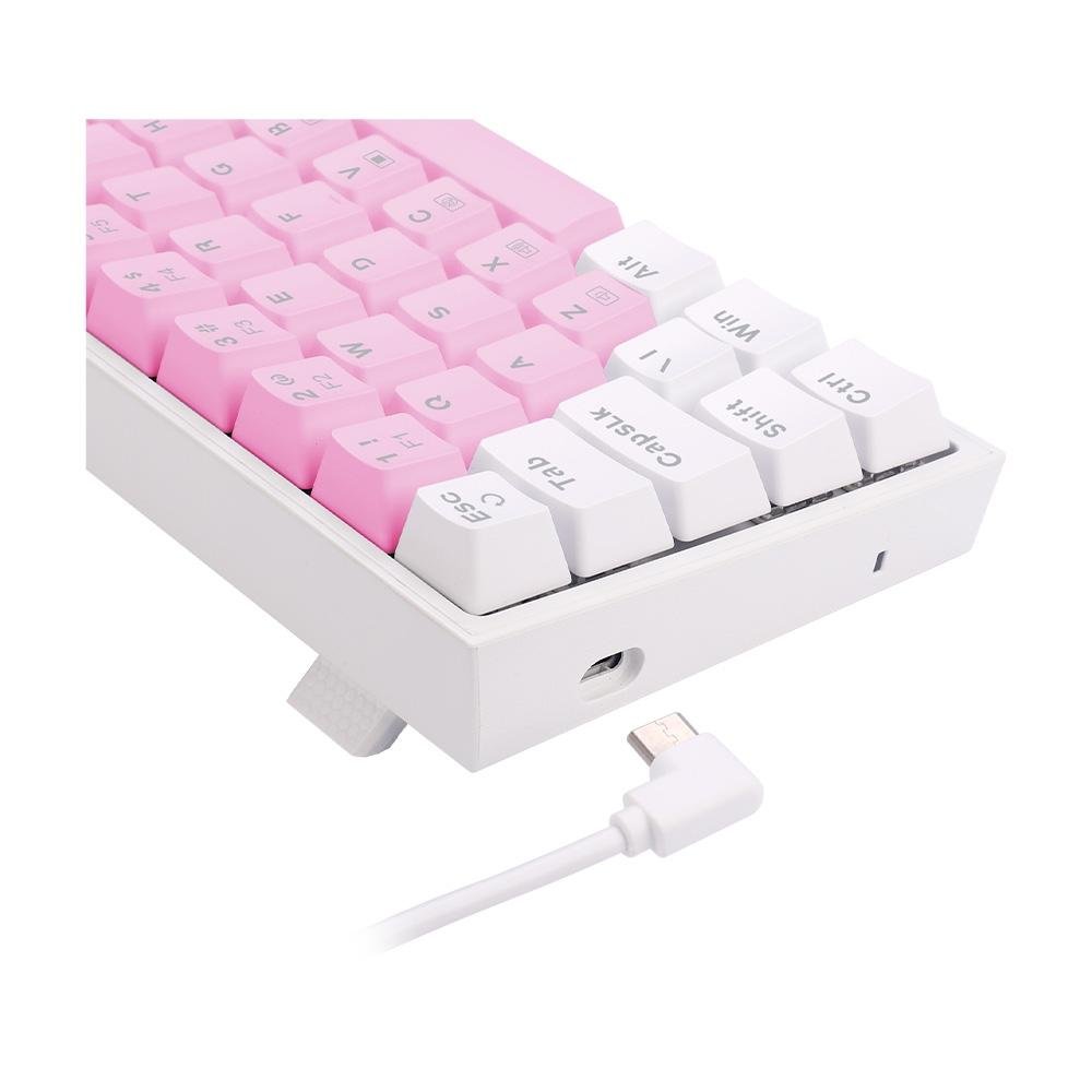 Teclado Mecânico Gamer Redragon Castor, RGB, Switch Blue, ABNT2, Rosa e Branco - K631PW-RGB (PT-BLUE)