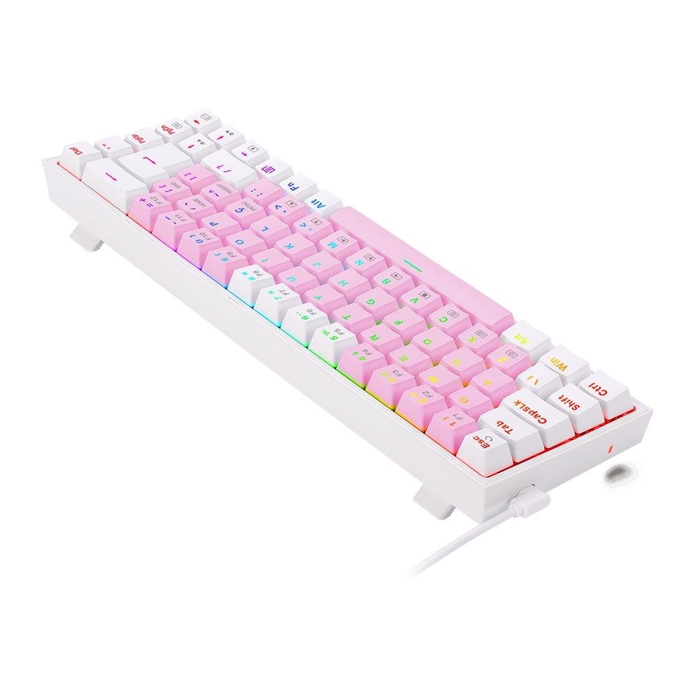 Teclado Mecânico Gamer Redragon Castor, RGB, Switch Blue, ABNT2, Rosa e Branco - K631PW-RGB (PT-BLUE)