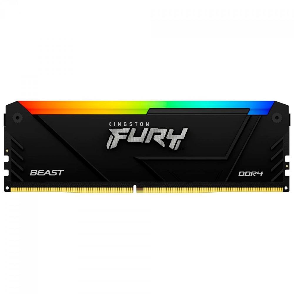 Memória RAM Kingston Fury Beast, RGB, 32GB (2x16GB), 3200MHz, DDR4, CL16, Preto - KF432C16BB12AK2/32