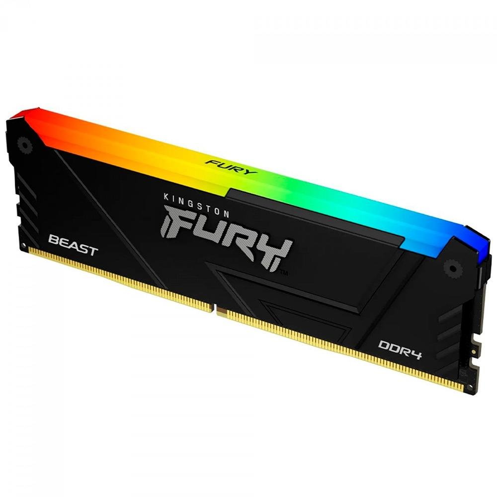 Memória RAM Kingston Fury Beast, RGB, 32GB (2x16GB), 3200MHz, DDR4, CL16, Preto - KF432C16BB12AK2/32