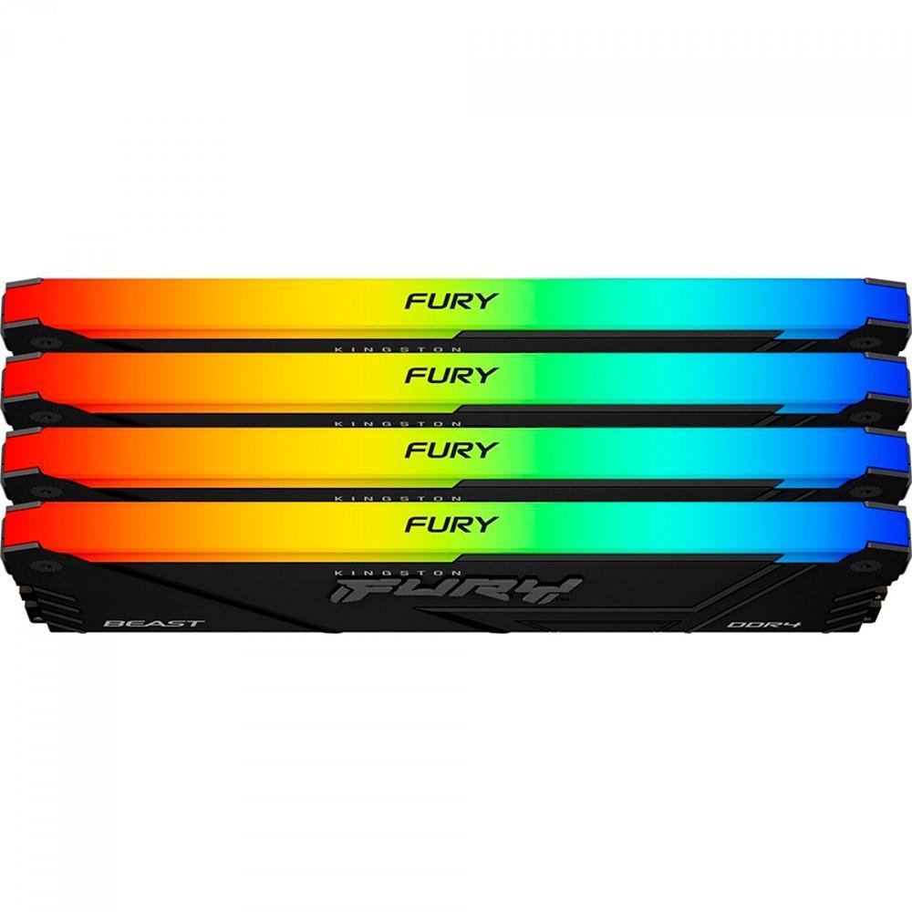 Memória RAM Kingston Fury Beast, RGB, 32GB (2x16GB), 3200MHz, DDR4, CL16, Preto - KF432C16BB12AK2/32