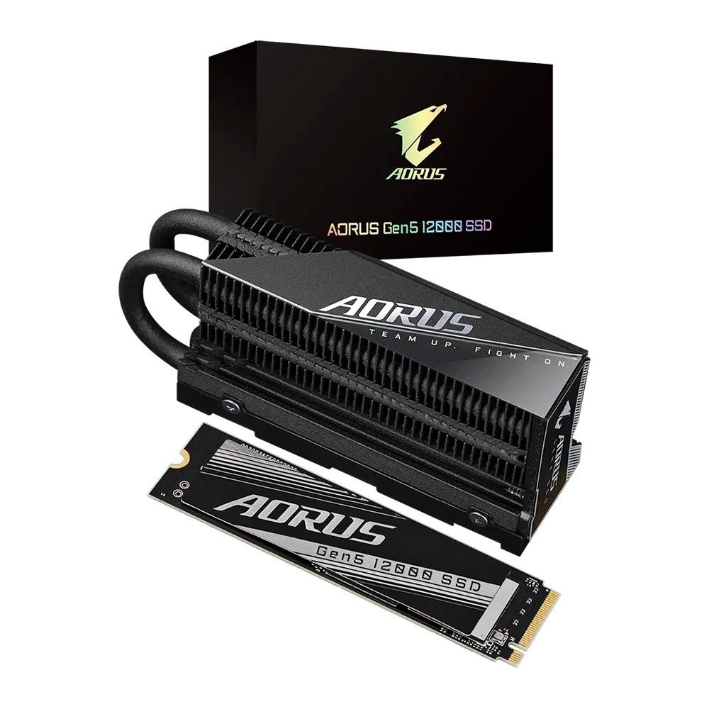 SSD Gigabyte AORUS Gen5 12000 1TB, PCI-Express 5.0x4, NVMe 2.0, Leitura:11700MB/s e Gravação:9500MB/s, Preto - AG512K1TB SSD Gigabyte AORUS Gen5 12000 1TB, PCI-Express 5.0x4, NVMe 2.0, Leitura:11700MB/s e Gravação:9500MB/s, Preto - AG512K1TB