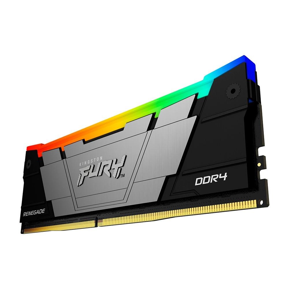 Memória RAM Kingston Fury Renegade, RGB, 32GB, DDR4, (2x16GB), 3200MHz, CL16, Preto - KF432C16RB12AK2/32 Memória RAM Kingston Fury Renegade, RGB, 32GB, DDR4, (2x16GB), 3200MHz, CL16, Preto - KF432C16RB12AK2/32