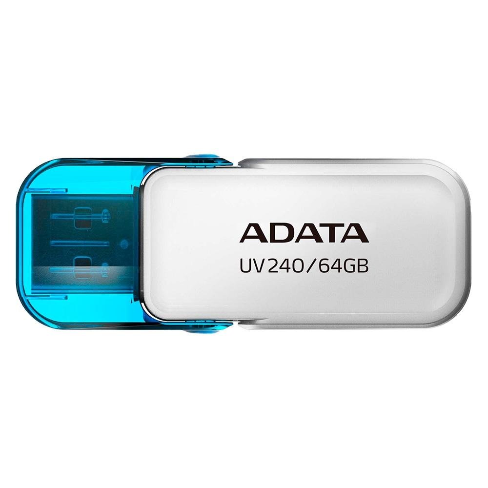 Pen Drive 64GB Adata UV240, USB 2.0, Branco - AUV240-64G-RWH