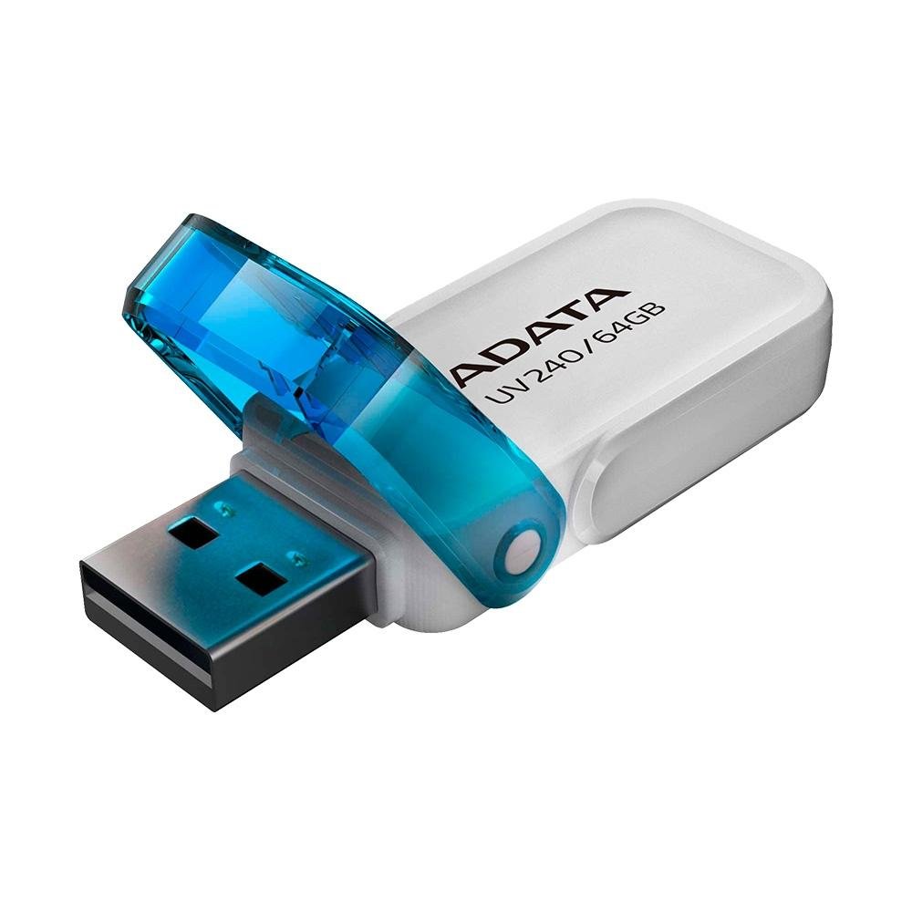 Pen Drive 64GB Adata UV240, USB 2.0, Branco - AUV240-64G-RWH