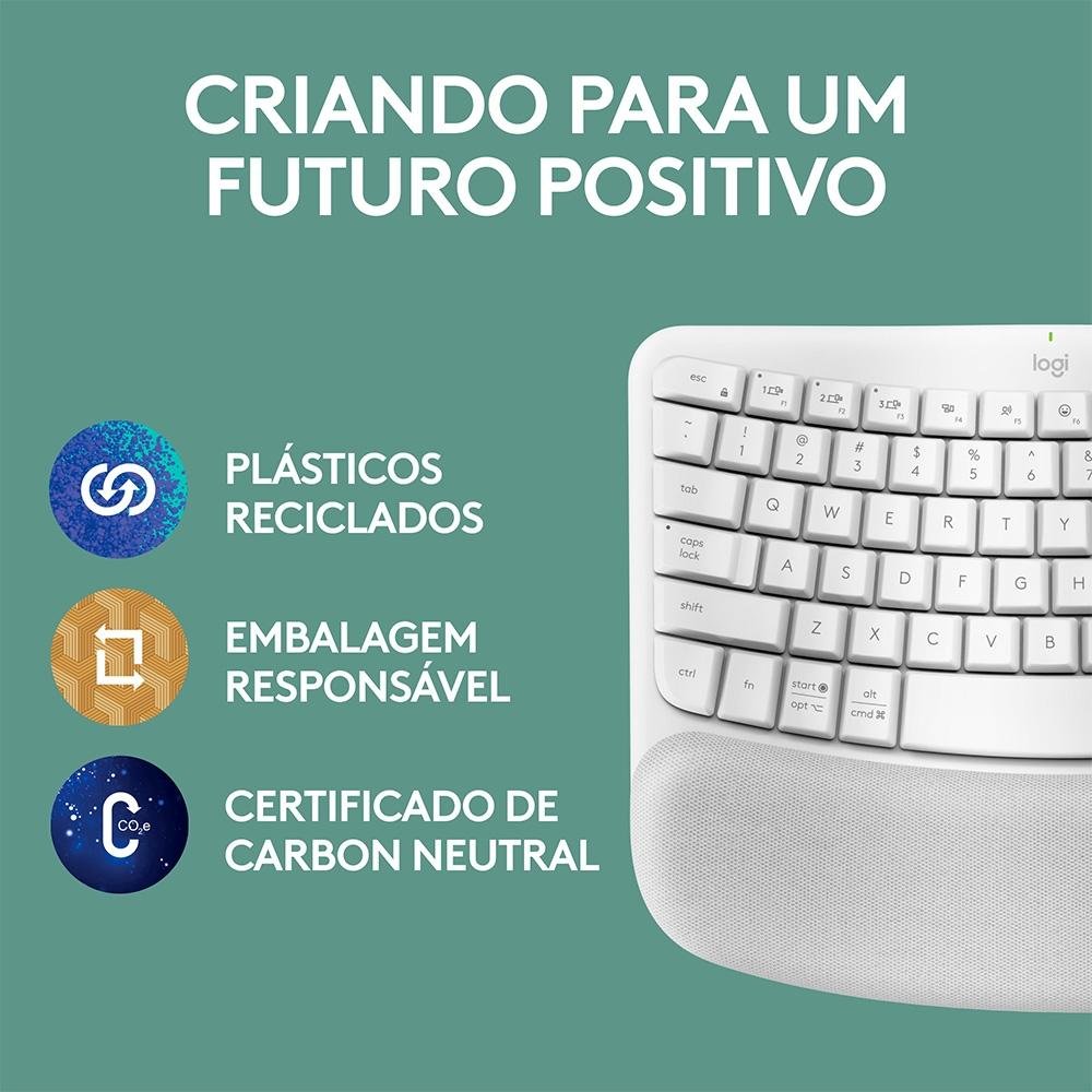Teclado Sem Fio Logitech Wave Keys Branco | KaBuM!