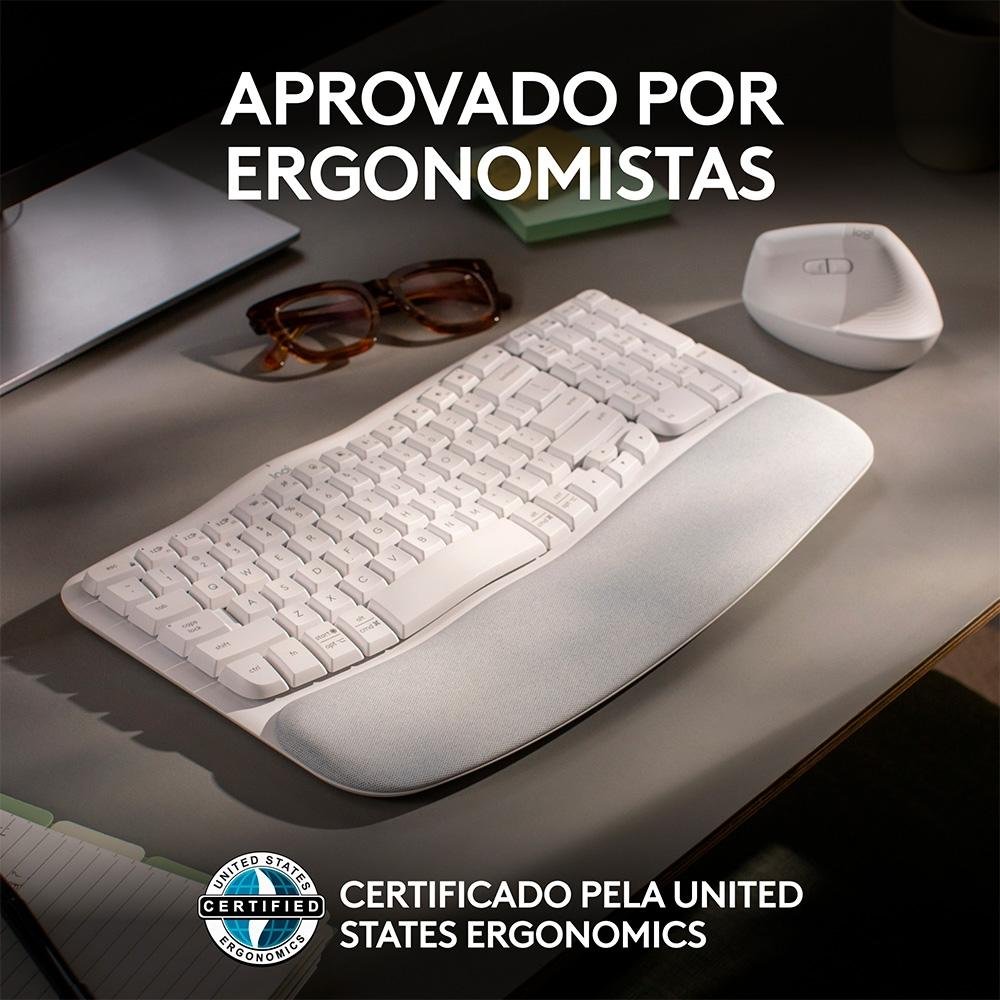 Teclado Sem Fio Logitech Wave Keys Branco | KaBuM!
