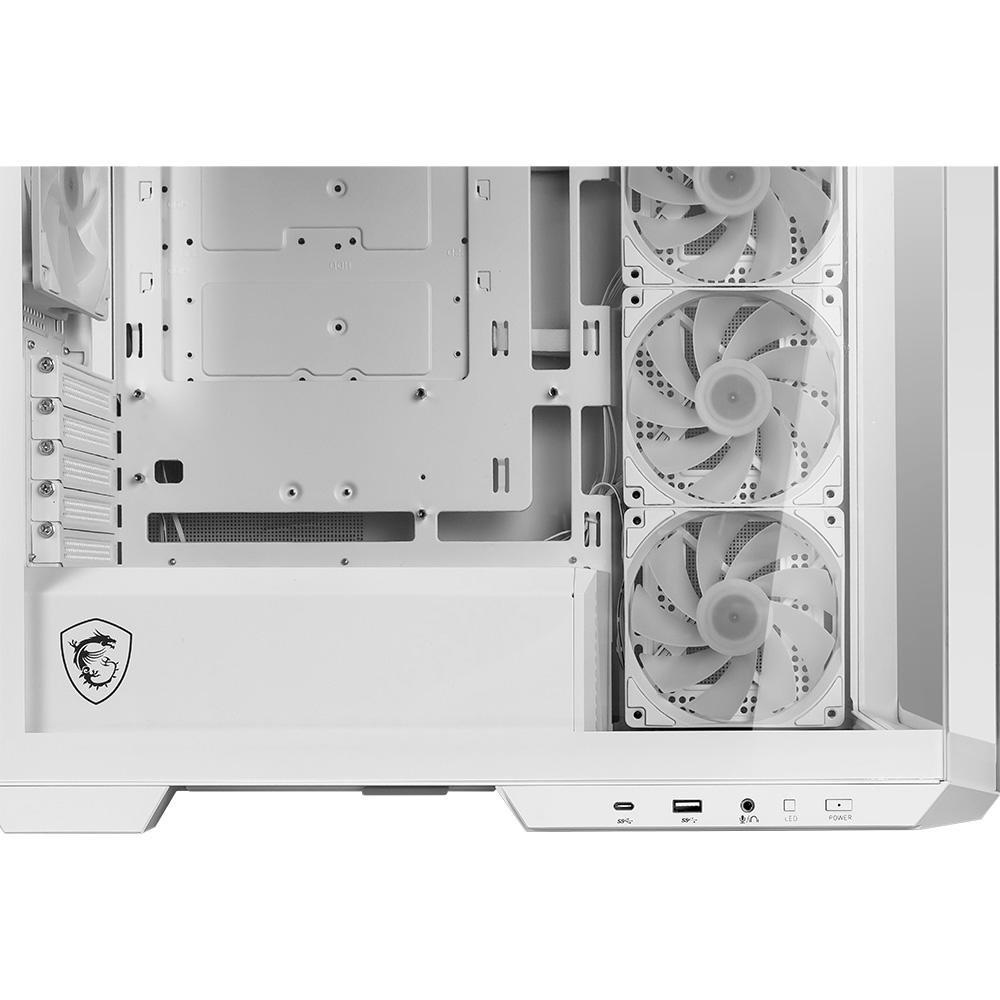 Gabinete Gamer MSI MAG Pano M100R PZ White, Mini Tower, Lateral em Vidro, 4x FANs ARGB, M-ATX, Branco - 306-7G24W21-809