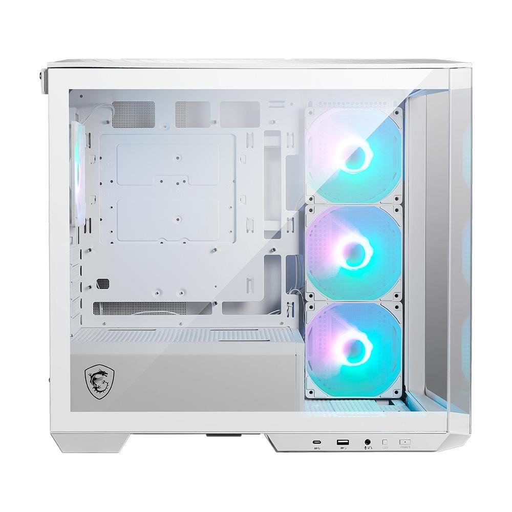Gabinete Gamer MSI MAG Pano M100R PZ White, Mini Tower, Lateral em Vidro, 4x FANs ARGB, M-ATX, Branco - 306-7G24W21-809