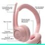 Headset Sem Fio Logitech Zone 300 Com Microfone com Cancelamento de Ruído, Conexão Bluetooth, Bateria Recarregável via USB-C, Rosa - 981-001411