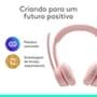 Headset Sem Fio Logitech Zone 300 Com Microfone com Cancelamento de Ruído, Conexão Bluetooth, Bateria Recarregável via USB-C, Rosa - 981-001411